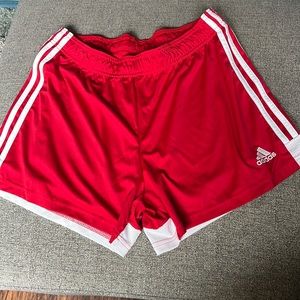 Adidas red soccer shorts